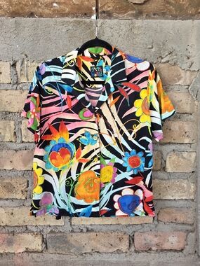 Vintage Jams World Safari Blossoms Rayon Shirt Medium Hawaii Tropical